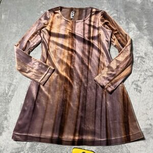 VTG 90s Posessed Striped Velvet Longsleeve Mini Dress Size Small Grunge Whimsy